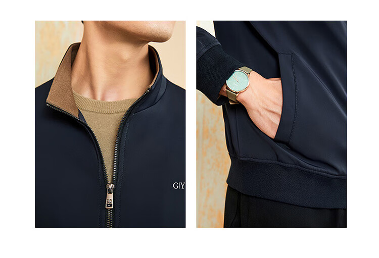 Goldlion GY Triple-Protection Stand-Collar Jacket for Men, Autumn And Winter Casual Coat JWL0209-MK149 Navy Blue 2XL 4