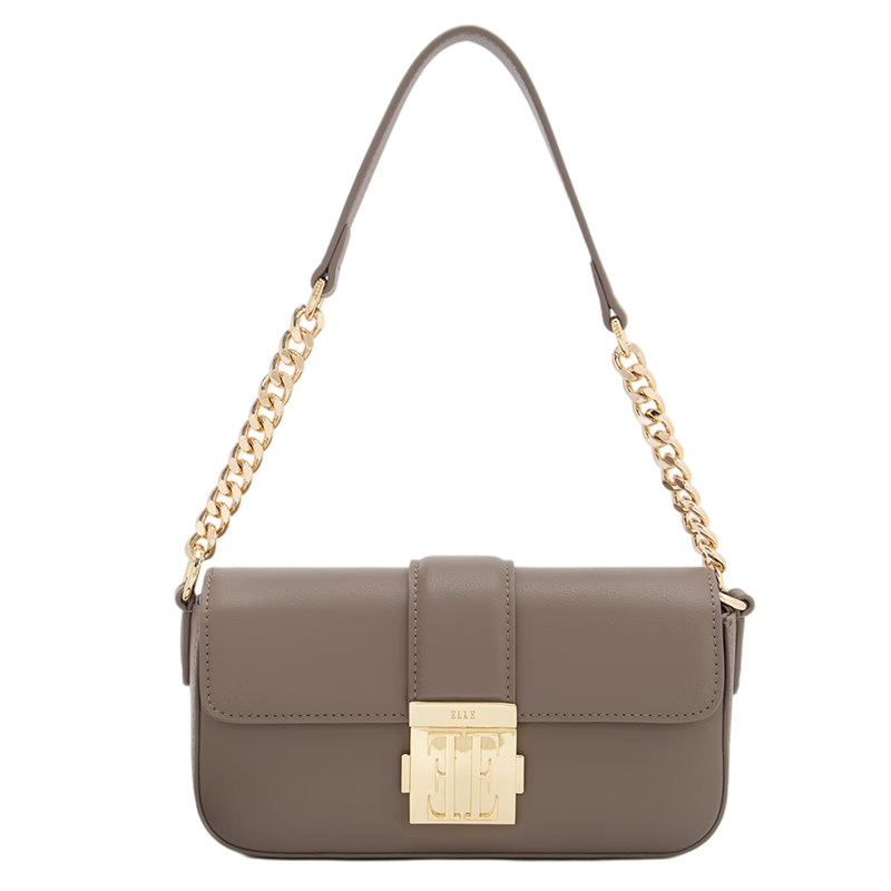 ELLE New Women's Handbag, Retro Small Square Bag, Chain Crossbody Shoulder Underarm Bag, Birthday Gift, 23007 Brow