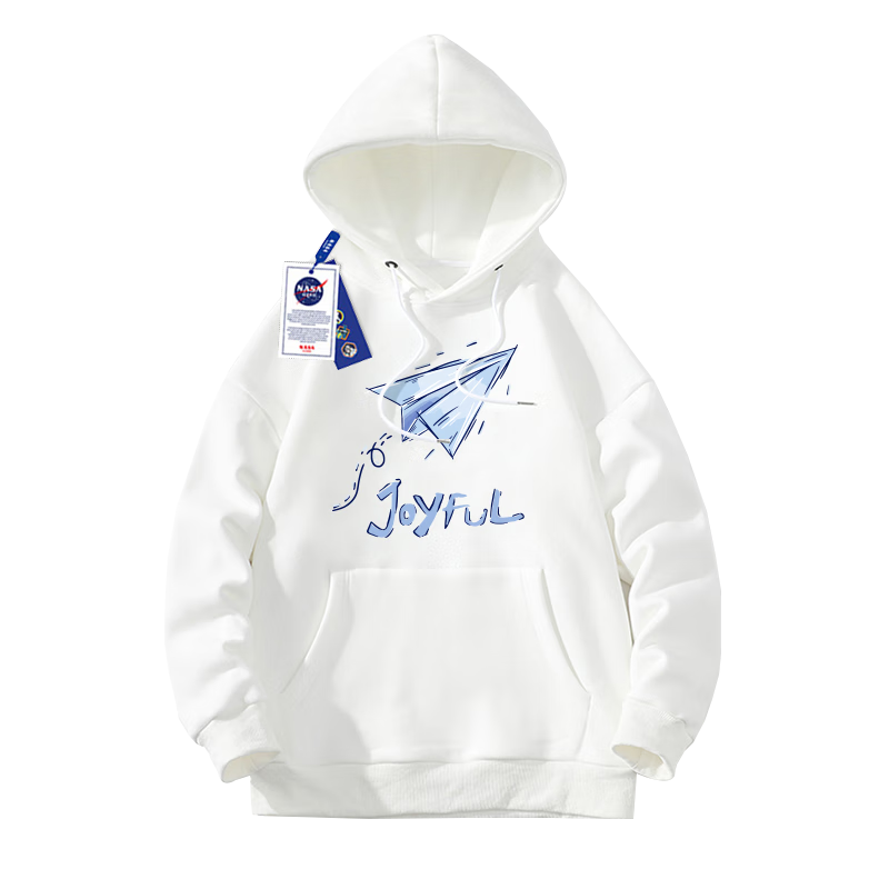 NASA GISS Official Streetwear Collaboration American Vintage Hoodie Men Autumn Ins Long Sleeve Pullover White L
