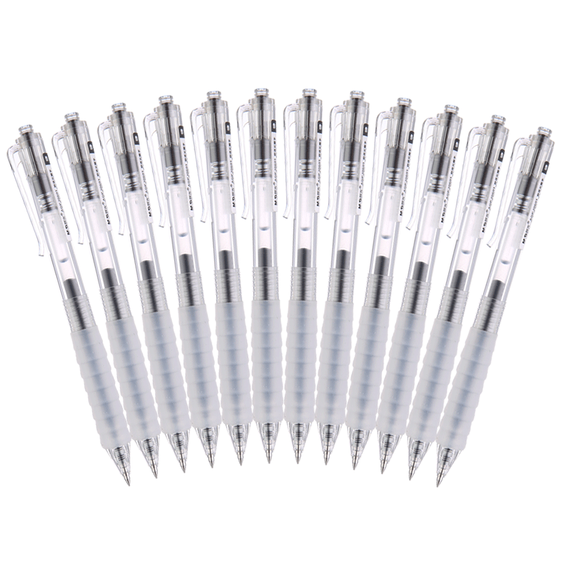 M&G Stationery Exam Pen, Silicone Soft Grip, 0.5mm Black Retractable Gel Pen, Bullet Tip/ST Tip Signing Pen, Student Pen, 12 Pens/box, AGPJ06X7 for Exams