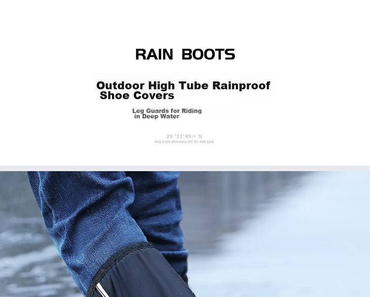 BWNK High Tube Rain Boot Covers Hiking Thickened Non-Slip Sandproof Foot Covers Outdoor Portable Unisex Rain Boots M Size Black 2