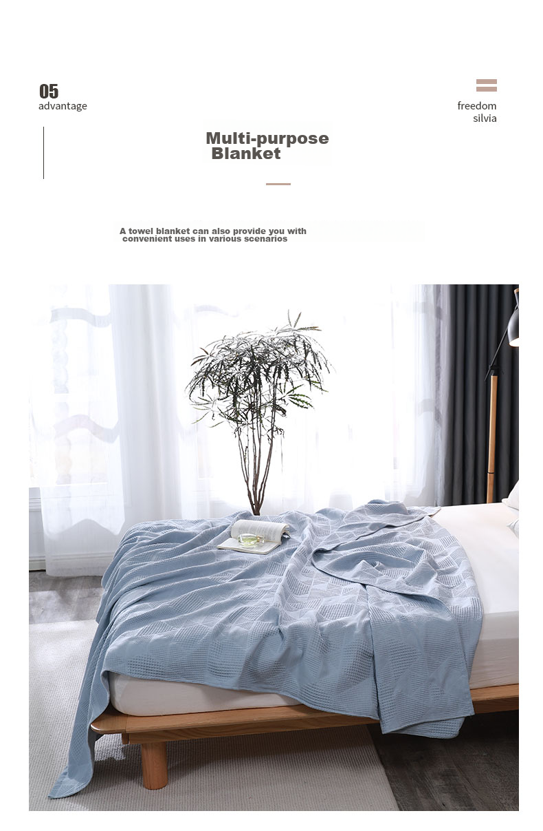 Grace Pure Cotton Antibacterial Towel Blanket, Summer Nap Quilt, Plain Jacquard Summer Cool Quilt, Air Conditioning Blanket, 200*230cm 11