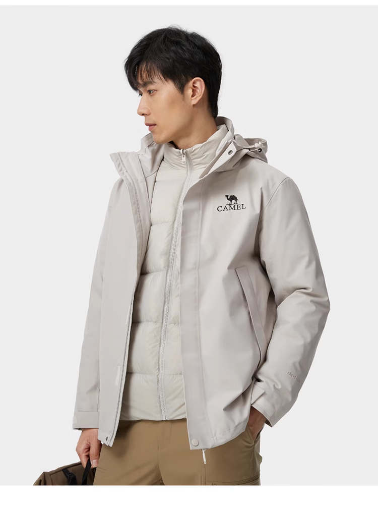 CAMEL Cold-Resistant Windbreaker with Goose Down Inner Liner, Men's Three-In down Jacket, Mountaineering Coat [Snow Region] A13CAFa0064 25