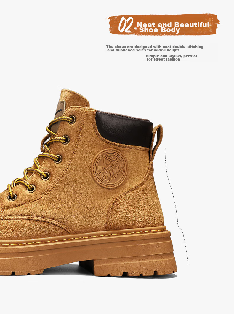 Huili Men's Shoes, Retro Martin Boots, New Style for Autumn And Winter 2025, Versatile Work Boots for Hiking, Khaki, Size 42 10