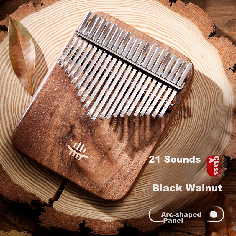 Luru Thumb Piano Kalimba, 21-Key Board-Style, Thickened Black Walnut Finger Piano, Musical Instrument, Arc-Shaped Board-Style