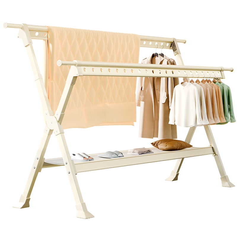 Cenggao Foldable Clothes Drying Rack, No Installation Required, for Indoor And Outdoor Balcony Use, Milk White Upgraded Version, 1.3 Meters
