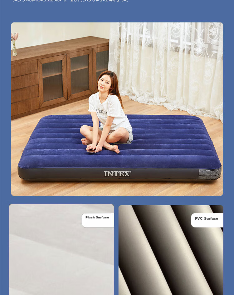 INTEX Automatic Inflatable Mattress for Camping, Outdoor Tent, Camping, Moisture-Proof Pad, Home Use Double Folding Bed 9