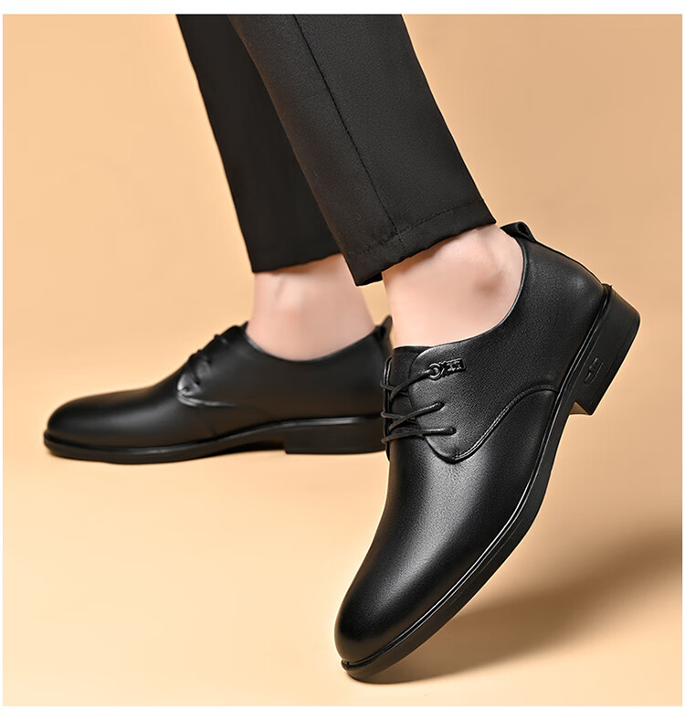 SPIDER KING Men's Leather Shoes, British Style Lace-Up Formal Shoes, Versatile Comfortable Business Casual Shoes, 22393 Black, Size 37 13