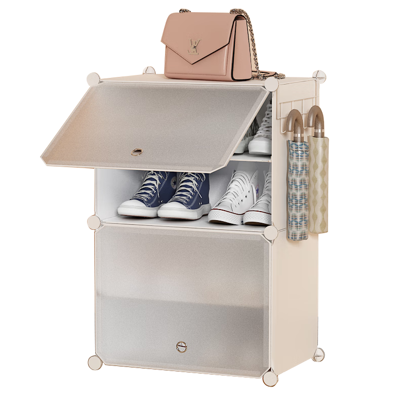 Anerya Ultra-Thin Shoe Cabinet, Entryway Simple Shoe Rack, Multi-Layer Dustproof Storage Shelf, Resin Assembly Cabinet, Single Column Four-Tier White