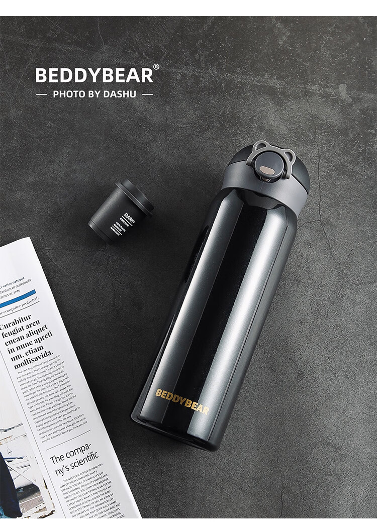 BEDDYBEAR Flip-Top Direct Drinking Insulated Cup, 316 Stainless Steel, Portable Water Bottle for Men And Women, Car-Mounted Student Cup, 470ML, Crescent White 8