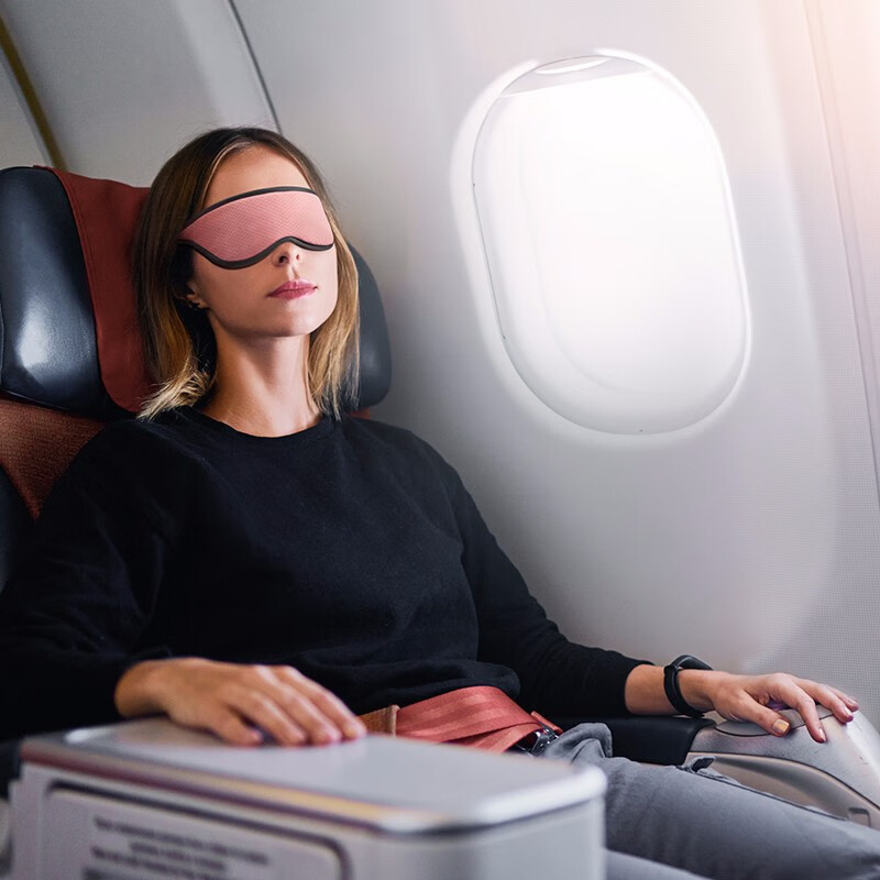 Pack All Unisex Travel Eye Mask for Airplane, Train, Adjustable Sleep Mask with Light Blocking and Breathable Features - Pink