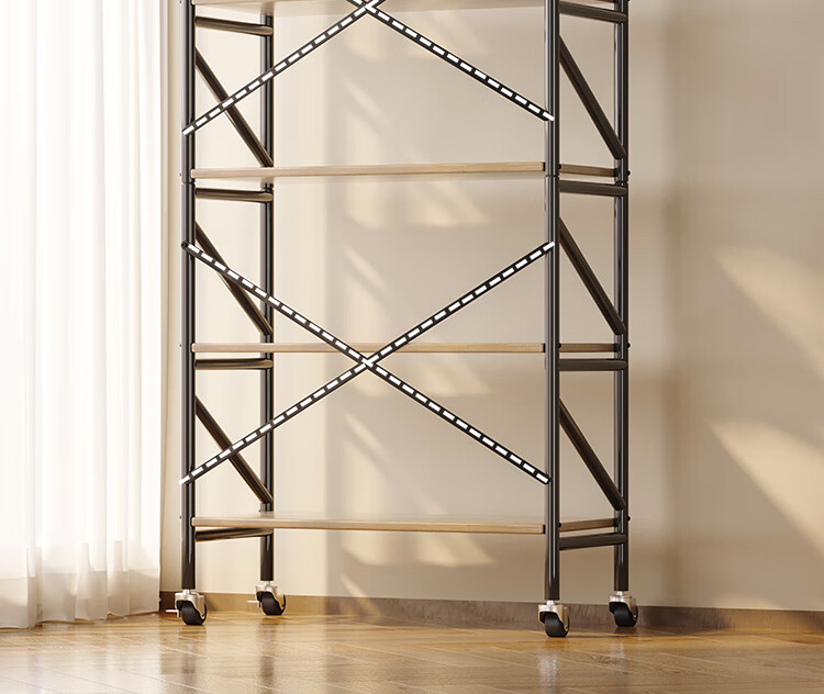 Yicainianhua Internet-Famous Bookshelf, Floor-Standing Storage Rack, Mobile Metal Steel-Wood Storage Shelf, Printer Stand 4387 - with Mobile Wheels 11