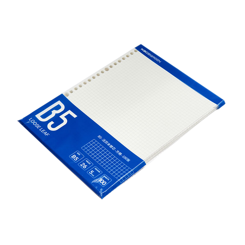 KACO B5 Loose-Leaf Refill Notebook Paper, 100 Sheets Per Book, Grid Pattern K1621