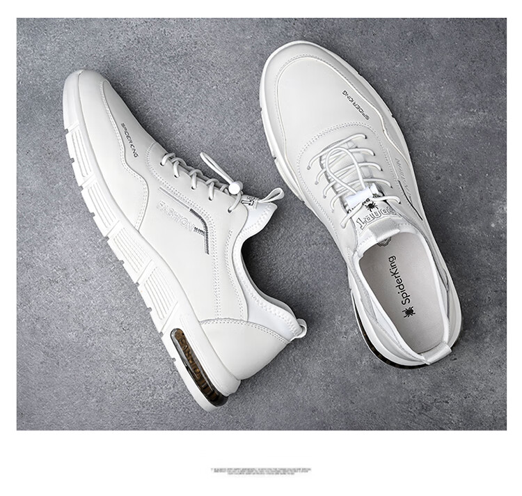 SPIDER KING Men's First Layer Cowhide Soft Surface Soft Sole Sports Shoes Lightweight Durable Casual Shoes 02965 White Size 40 13
