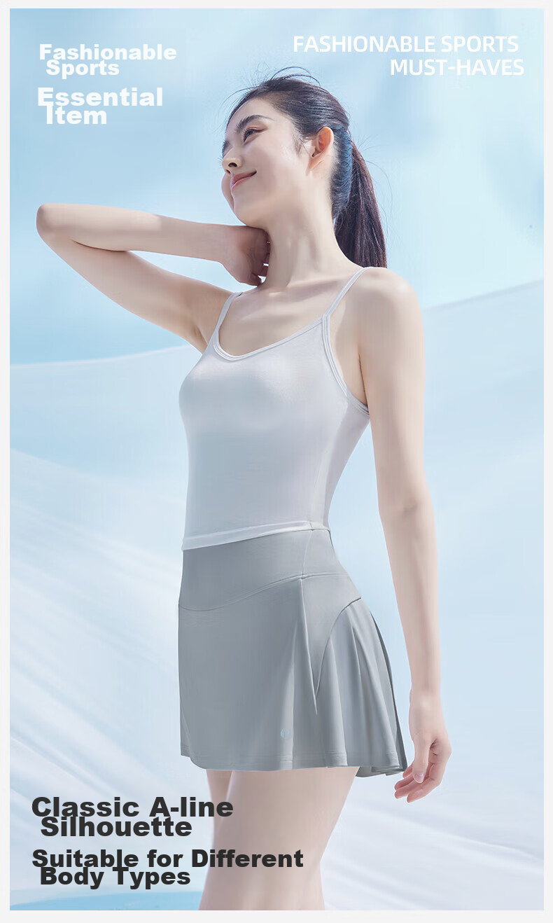KAZUKOIN High-Waisted Skirt for Women, Spring And Autumn Outdoor Sports Fitness Yoga City Light Outdoor A-Line Pleated Skirt 2
