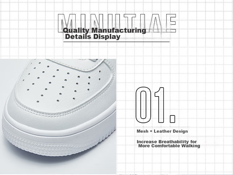 QIAODAN Women's Sneakers, Breathable Summer Sports Shoes, Casual Trendy Air Force One Style, Thick-Soled Height-Increasing White Shoes 14