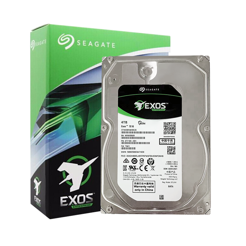 SEAGATE Enterprise Hard Drive, 4TB Capacity, 256MB Cache, 7200RPM, CMR Vertical SAS, SEAGATE Galaxy Exos 7E10 Series, Server Hard Drive ST4000NM001B