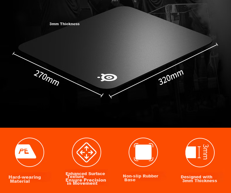 SteelSeries QcK Hard Pad 320*270*3mm Professional Gaming Mouse Pad Esports Mouse Pad Resin Mouse Pad Washable Hard Versio 2