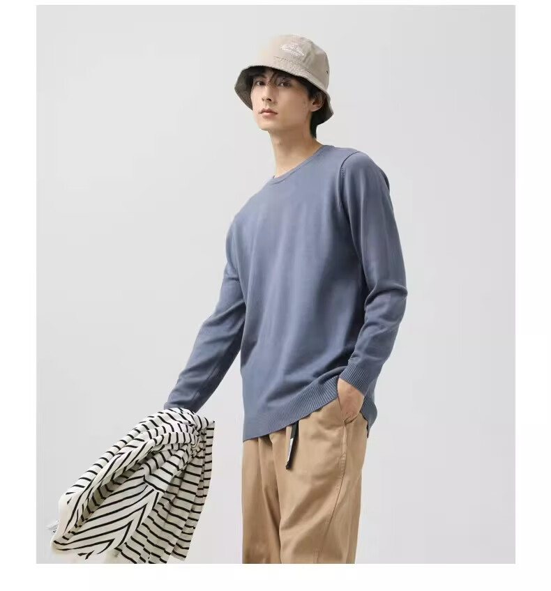 GENIOLAMODE Men's Sweater, Winter Round Neck, Fleece-Lined, Thickened, Warm And Comfortable Knitted Pullover Base Layer Top 7