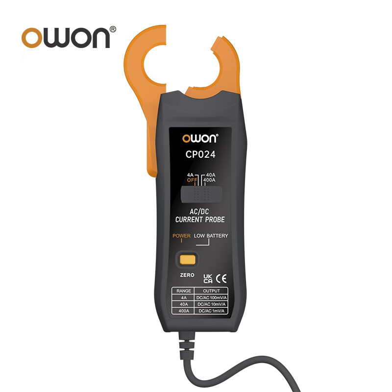 Owon CP024 Oscilloscope Probe AC/DC Current Clamp (1mA~400A, DC~200KHz)