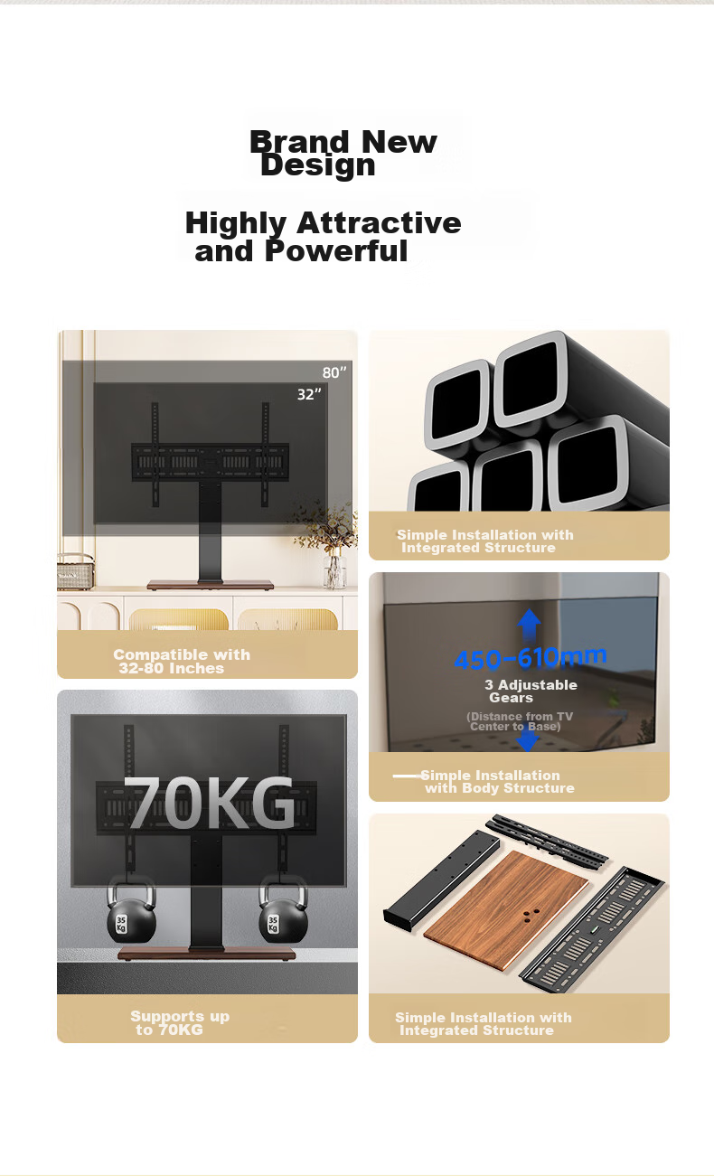 Muhouyingxiong 32-80 Inch TV Stand, TV Mount Bracket, Desktop Heightening Thickened Support Frame, Suitable for Hisense, Skyworth, Samsung, Sharp, Konka, Changhong And Other Brands 3