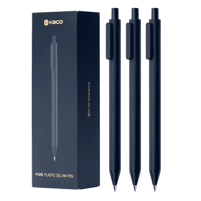 KACO Stationery Shuyuan 0.5mm Black Pen, Gel Ink, Stylish And Simple Design, Retractable Signing Pen, Carbon Ink Pen for Office And Student Use, Exam Writing Pen Set, Heavy-Duty Version with 10 Pens