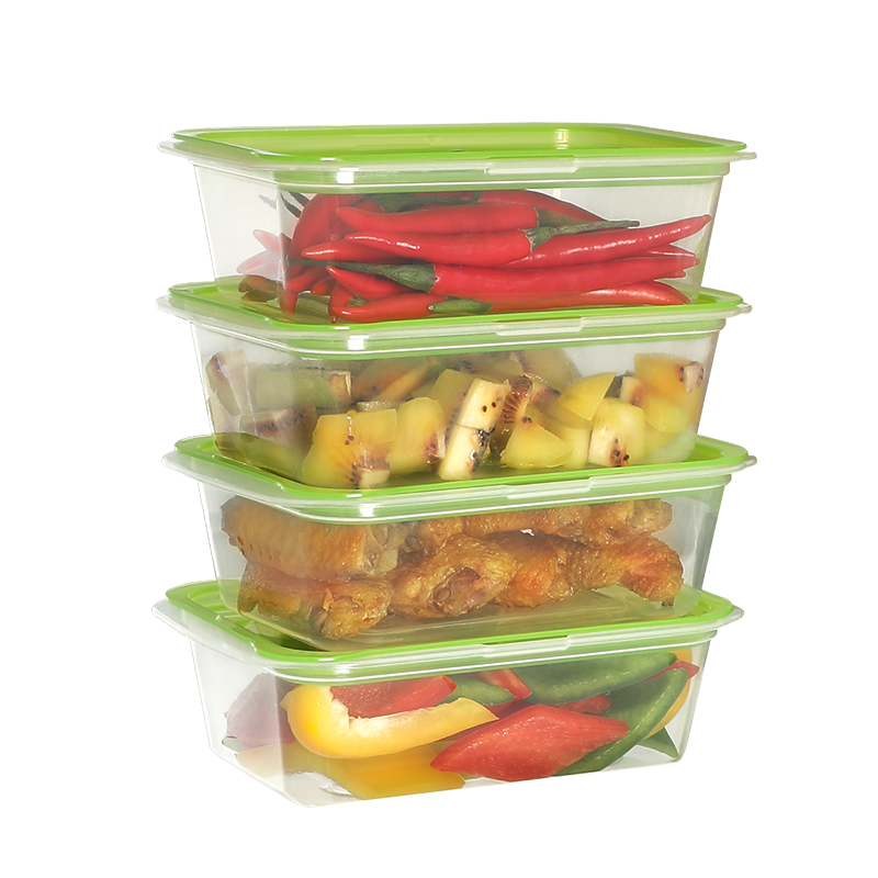 MARYYA Square Food Storage Containers, 520ml*4 Set, Plastic Sealed Takeout Bowls for Food, Microwave Safe, with Lids, Storage And Refrigeratio