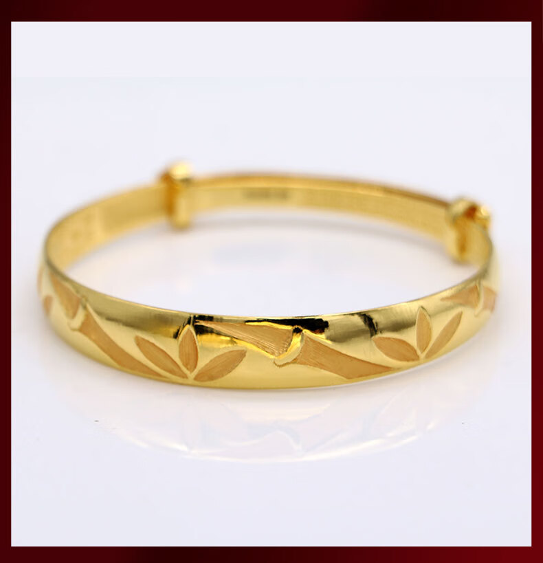 祥韵阁 618年中狂欢购 实心老人黄金手镯女 999足金推拉手镯送妈妈