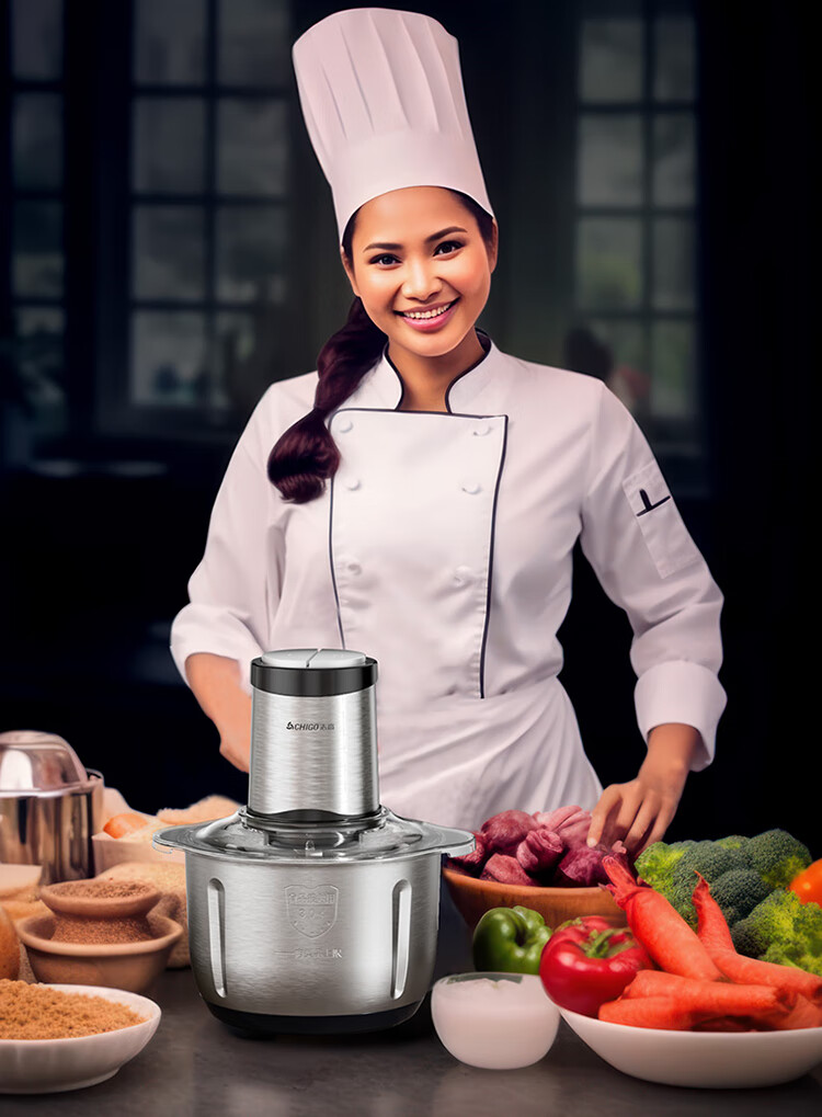 CHIGO Meat Grinder, 3-Liter Electric Mixer for Mincing Meat And Dumpling Filling, Garlic Press, Multi-Functional Machine for Grinding Meat And Vegetables, 3L All Stainless Steel Cup, 2026 New Model Ts01 2