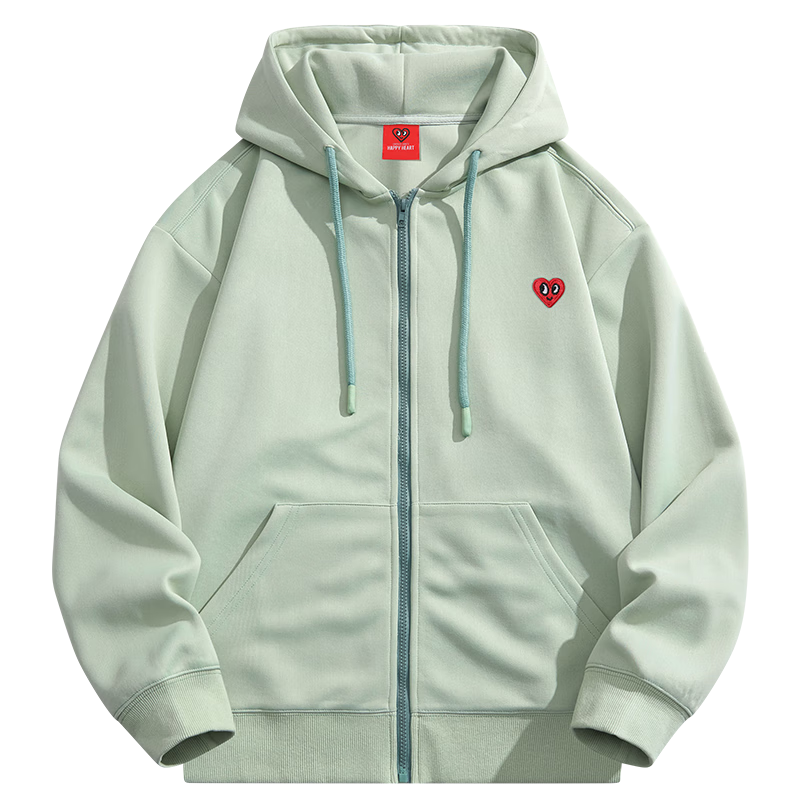 Chaersitaoxin [Wang Churan's Choice] Hooded Cardigan Sweatshirt for Men And Women, Solid Color Simple Top Casual Jacket, Light Green 2XL