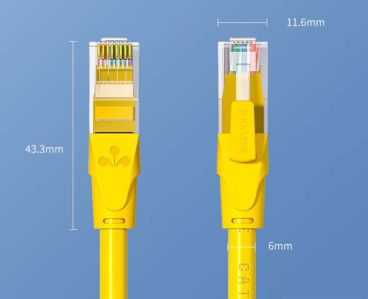 Sanze CAT6 Ethernet Cable Gigabit High-Speed Broadband Cable CAT6 Engineering Monitoring Computer Router Network Home Finished Patch Cord 8-Core Twisted Pair Yellow 3m YWD6030 6