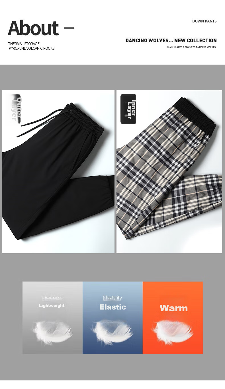 YAYA 90% Goose down Pants, Winter Thermal Leggings for Men And Women, Couples Matching Style, Warm Thick Fleece-Lined Pants, Tapered Men's Trousers 6