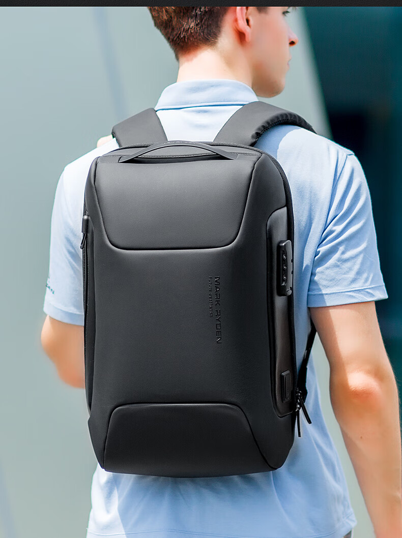 MARK RYDEN Backpack for Men, Password Lock Anti-Theft Large Capacity Casual Travel Sports Car Laptop Bag MR9116 Cool Black 20
