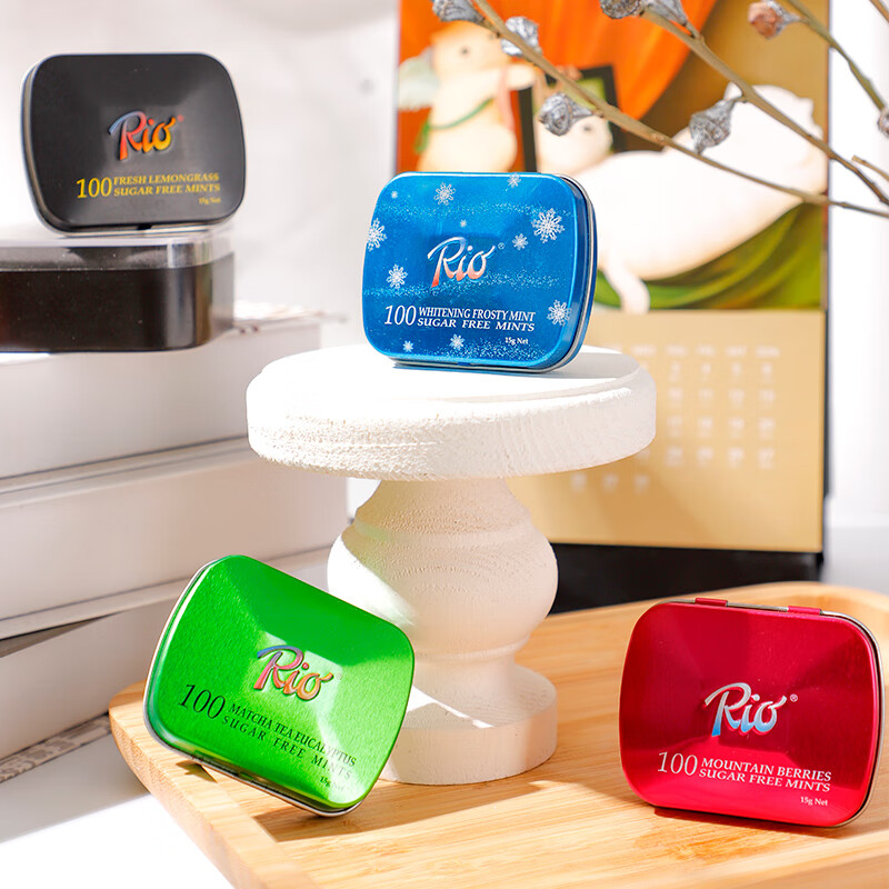 Rio 无糖薄荷糖 强劲清凉套装 15g*4盒 清润口香糖 清新口气休闲零食