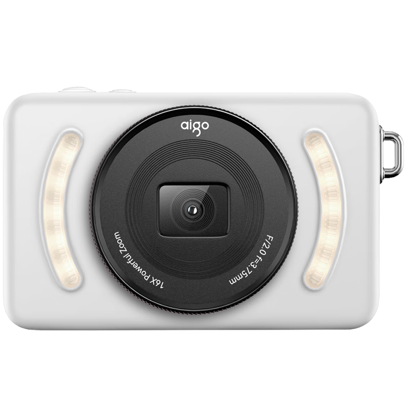 Aigo E3 Student Digital Camera, Compact Card Camera for Girls, High-Definition Campus Travel Birthday Gift Alternative CCD, Dual Rear Cameras with Selfie Function, 64GB White