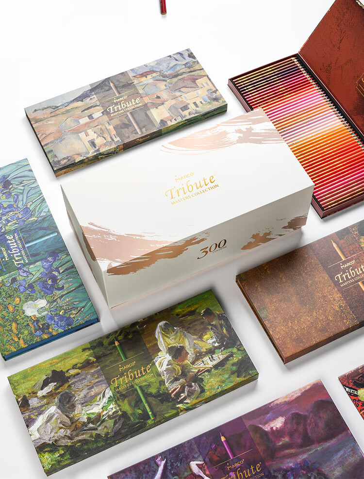 MARCO Master Series Oil-Based Colored Pencils Art Student Special Set, Colorful Pencils Birthday Back-To Gift, Master Gift Box [300-Color Gift Box] 13