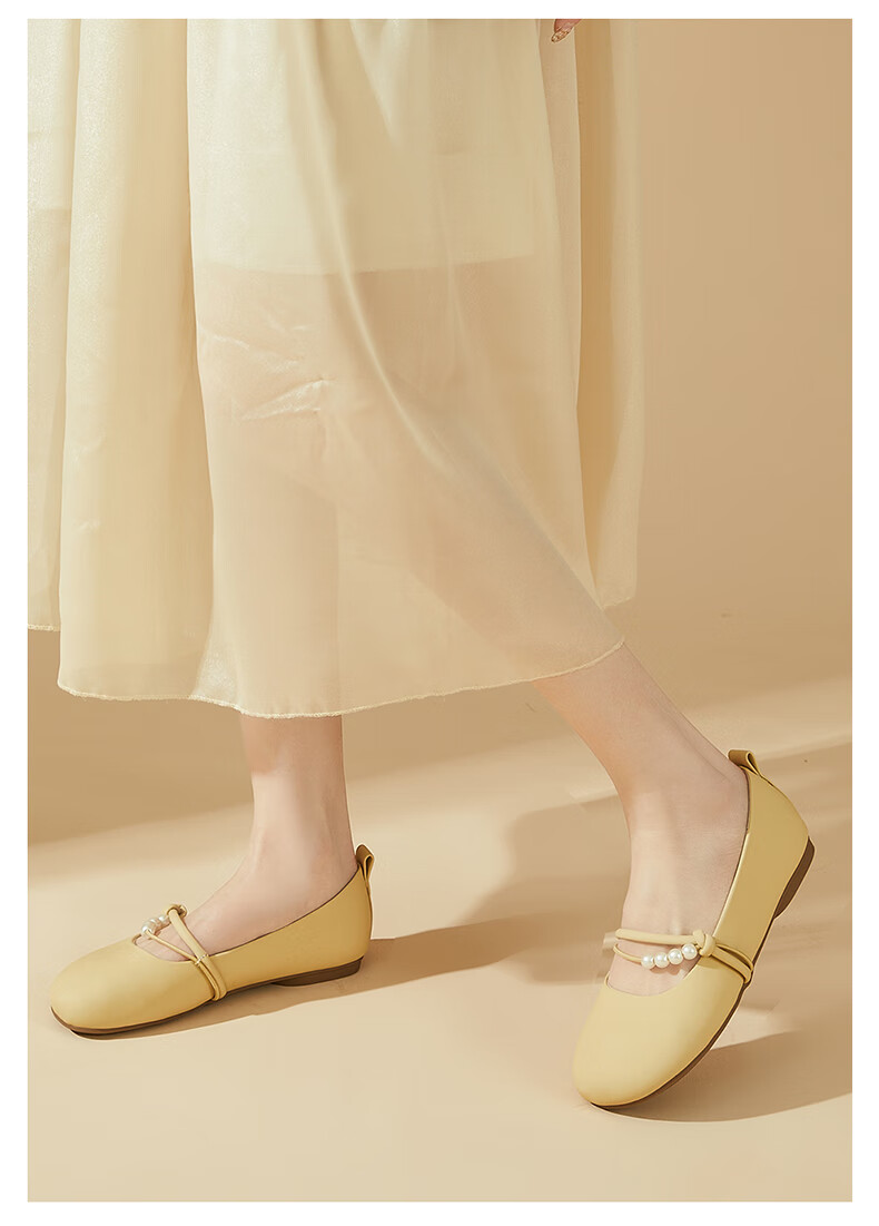 DAPHNE Gentle Fairy-Style Flats for Women, Soft Sole Mary Jane Shoes, Evening Shoes for Women 4623101127 Beige 34 8