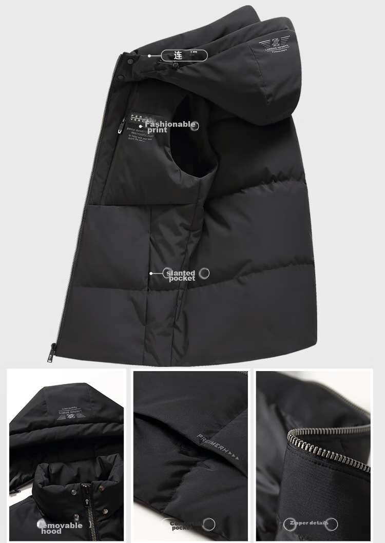 SNOWFLYING Autumn And Winter New Warm down Jacket Vest for Men, Hooded Casual Simple Versatile Sleeveless Vest Outerwear for Me 7