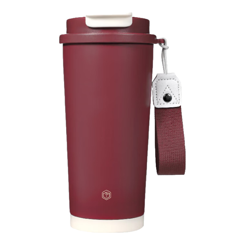 JD Original Insulated Mug, Dual-Drinking Coffee Cup [Ceramic Inner Liner - 316 Stainless Steel], Red, 500ml
