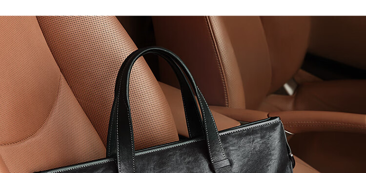 GOLF Briefcase, Men's Business Top-Grain Leather Handbag, Large Capacity Laptop Bag, Fashionable Horizontal Style Shoulder Crossbody Bag 43