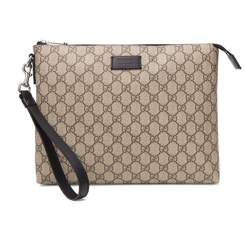 gucci 古驰 gucci 手拿包 米色/乌木色高级人造帆布男士手拿包 523293