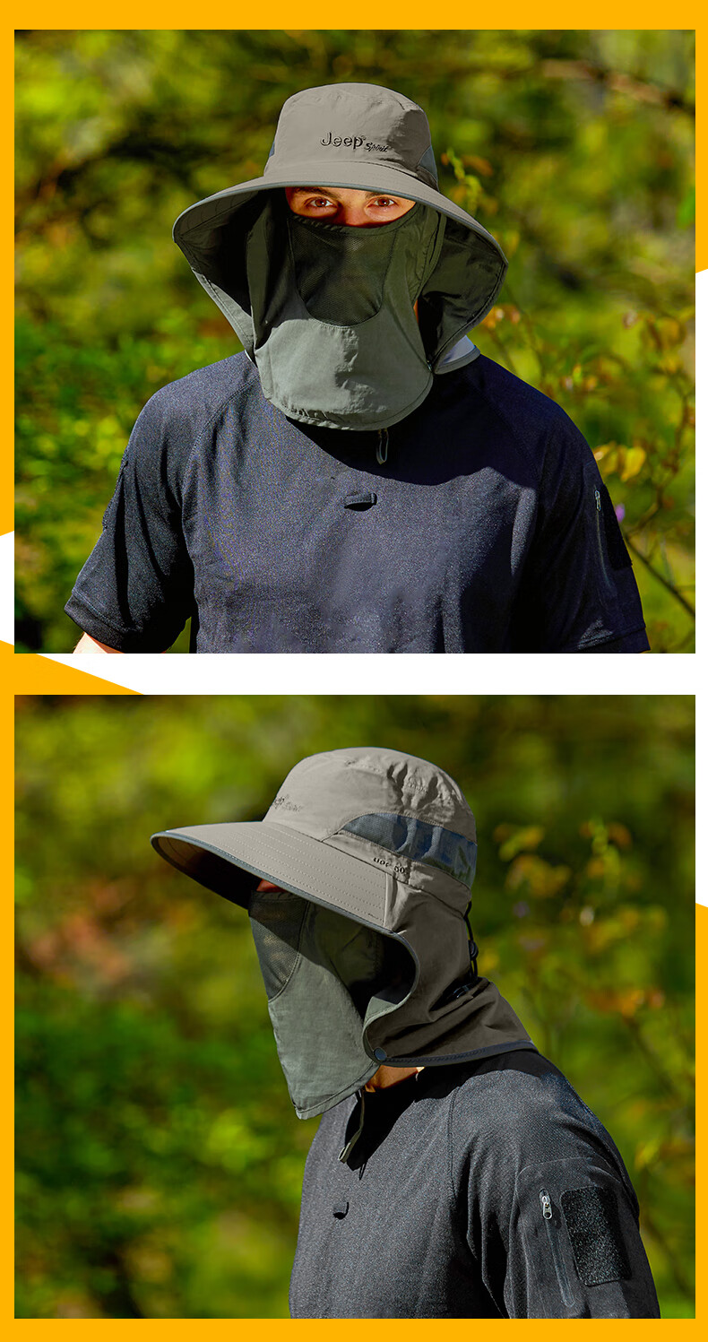 JEEP Hat for Men And Women, All-Season Sun Protection Cap, Casual Outdoor Fisherman Hat, Breathable Neck And Face Protection Sun Hat A0251 4