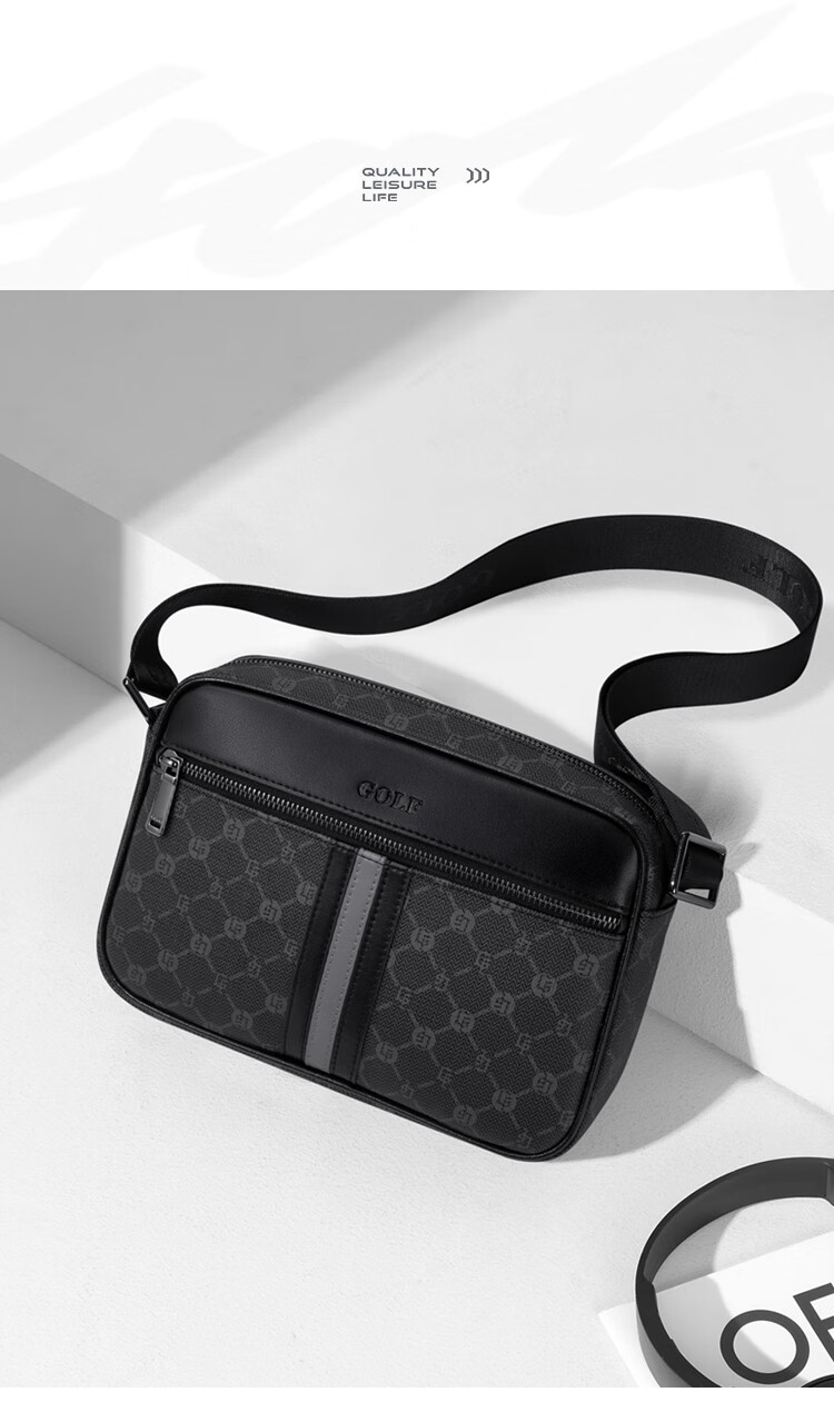 GOLF Men's Printed Single Shoulder Crossbody Bag Multi-Compartment Waterproof Business Commuter Bag for Phone and iPad 16