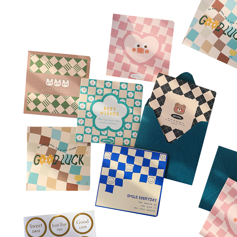 Shiluode Mid-Autumn Festival Greeting Cards, Postcards, Fresh And Creative Cartoon Birthday Wishes Cards, Invitation Cards, Gift Message Cards, Handwritten Small Cards, 6 Pieces with Envelopes