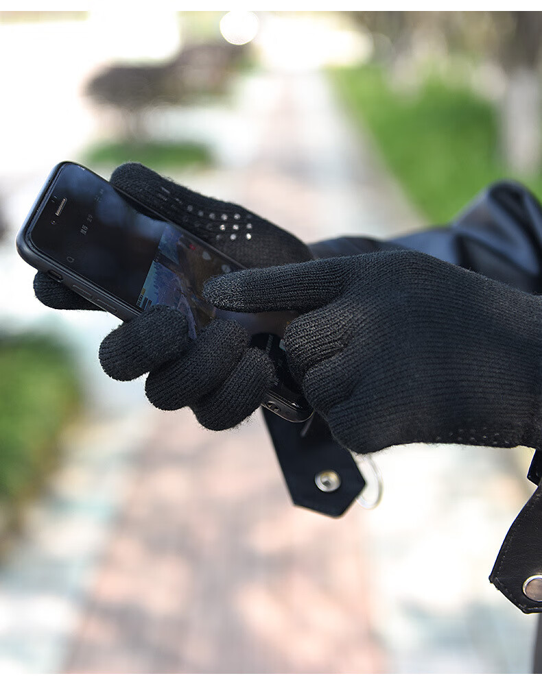 GRGN Men's Gloves, Winter Warm Fleece-Lined Thick Outdoor Cycling Driving Knitted Gloves, Non-Slip Cold-Resistant Men's Gloves 12