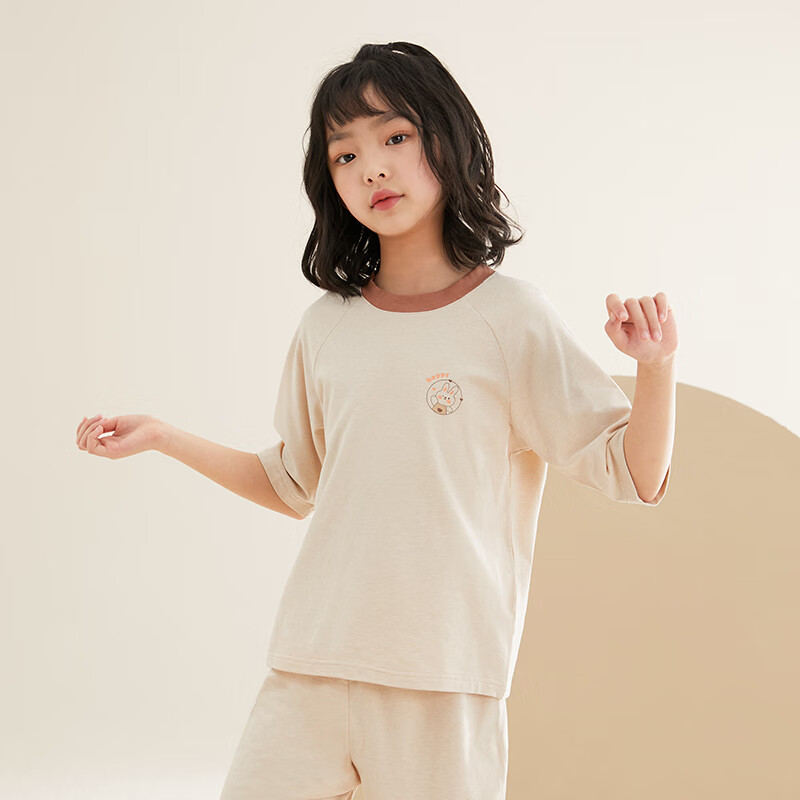 Hodo Children's Pajamas, Summer Thin Style, Boys And Girls Colorful Cotton Loungewear, Natural Soft A-Class Short-Sleeve Set C3306 120
