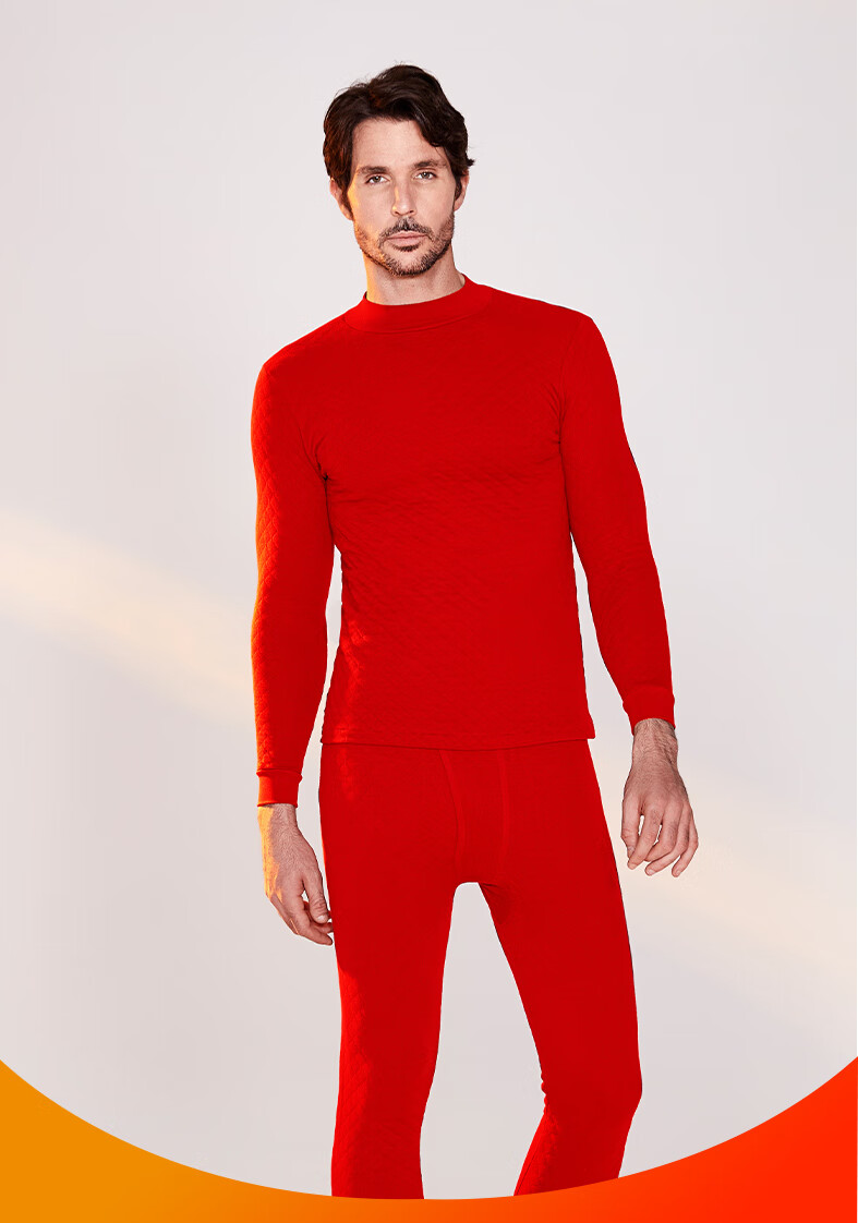 Yiershuang [Half Turtleneck Three-Layer Thickened] 100% Pure Cotton Thermal Underwear for Men And Women, Autumn Top And Bottom Set, Fall/winter 19