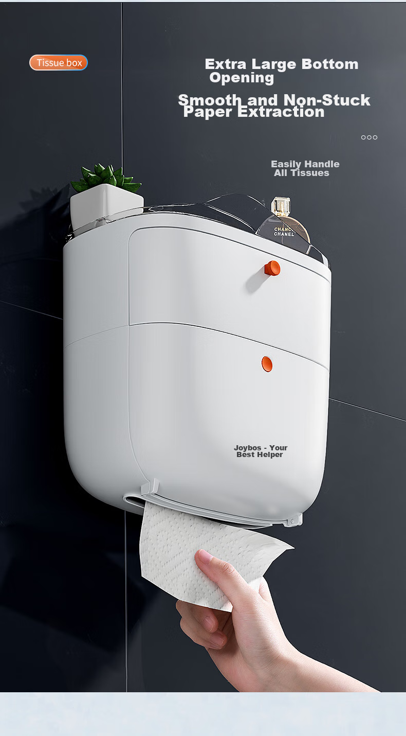 Jiabangshou Bathroom Toilet Paper Holder, No-Drill Wall-Mounted Tissue Box, Toilet Paper Rack, Bathroom Storage Item, Tissue Dispenser 7