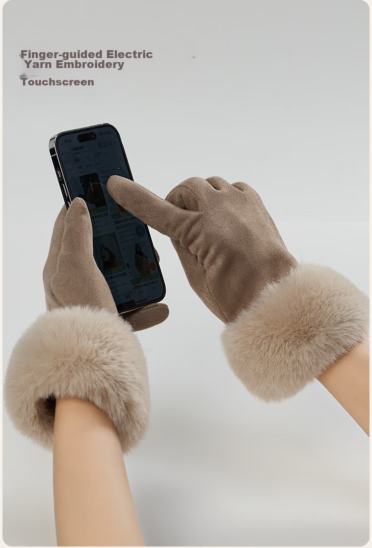 JIUMU Warm Gloves for Women, Winter Thickened Fleece-Lined, for Cycling And Driving, Windproof And Cold-Resistant, Touchscreen Compatible Gloves 9