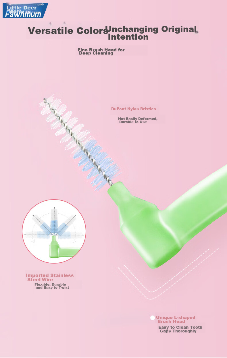 FAWNMUM L-Shaped Interdental Brush, Back Row Toothbrush, Dental Floss Brush, Teeth Cleaning Sss, 10 Pieces in Total (Random Packaging) 7